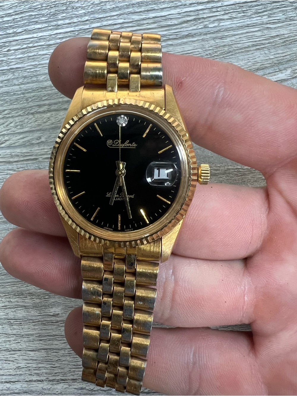 Lucien Piccard Dufonte Gold-Tone Men's Dress Watch with Black Dial